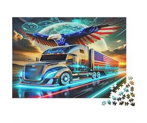 Truck on Highway Under Cosmic Planet Rompecabezas Imposible,desafío para Adultos Entretenimiento Creativo 1000 Piezas Obra De Arte De Juego De para Adultos Y Niños Mayores De 12 Años 52x38cm/1000pcs