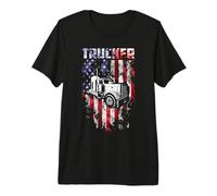 Trucker America Flag Funny Truck Driver Camiseta Premium