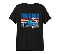 Trucker American Flag Funny Trucking Truck Driver Camiseta Premium
