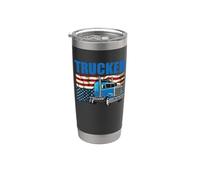 Trucker American Flag Funny Trucking Truck Driver Vaso térmico de acero inoxidable de doble pared