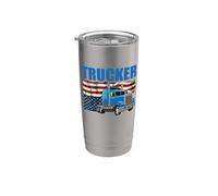 Trucker American Flag Funny Trucking Truck Driver Vaso térmico de acero inoxidable de doble pared