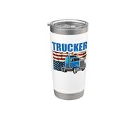 Trucker American Flag Funny Trucking Truck Driver Vaso térmico de acero inoxidable de doble pared