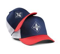 Trucker Caps - Juego de 2 gorras para adultos (talla única) y 1 gorra infantil (talla S, M o L), azul y rojo, M