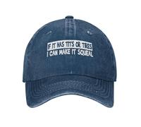 Trucker Gorra,Si Tiene Tetas o Llantas, Puedo Hacerlo agacharse Sombrero de Béisbol Clásica,Moda Gorra de Deportes para Pesca Tenis Motociclet