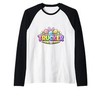 Trucker Happy Easter Truck Driver Bunny Eggs Orejas Festivo Camiseta Manga Raglan