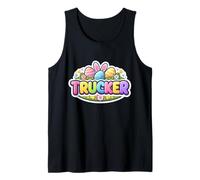 Trucker Happy Easter Truck Driver Bunny Eggs Orejas Festivo Camiseta sin Mangas