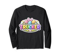 Trucker Happy Easter Truck Driver Bunny Eggs Orejas Festivo Manga Larga
