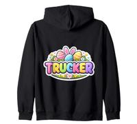 Trucker Happy Easter Truck Driver Bunny Eggs Orejas Festivo Sudadera con Capucha