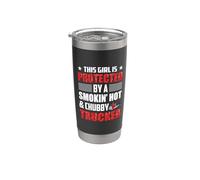 Trucker This Girl Is Protected Funny Trucking Truck Driver Vaso térmico de acero inoxidable de doble pared