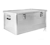 Trucky Caja de aluminio con tapa, color plateado, caja de aluminio, 135 litros, caja de transporte, caja de metal, caja de almacenamiento de aluminio, con cerradura, caja de metal