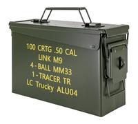 Trucky Caja de municiones Ammo Box 28x10x18 cm Caja metálica Caja de almacenamiento con tapa Ejército Metal Verde