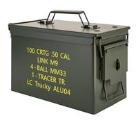 Trucky Caja de municiones Ammo Box 31x16x19 cm Caja metálica Caja de almacenamiento con tapa Army Metal Verde