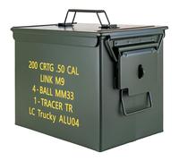 Trucky Caja de municiones Ammo Box 33x19x23 cm Caja metálica Caja de almacenamiento con tapa Army Metal Verde