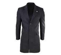 TruClothing.com Chaqueta de Abrigo Crombie de 3/4 de Largo para Hombre. Abrigo Peaky Blinders - Carbon XL