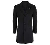 TruClothing.com Chaqueta de Abrigo Crombie de 3/4 de Largo para Hombre. Abrigo Peaky Blinders- Negro, Small