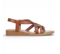 TruClothing Sandalias Scotch Tan con tiras de microcuña para mujer, Scotch, 40 EU