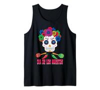 Truco floral de caramelo de hueso de azúcar de Halloween del Día de los Muertos Camiseta sin Mangas