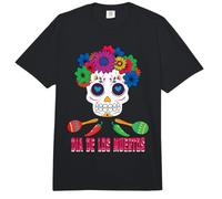 Truco Floral de Caramelo de Hueso de azúcar de Halloween del Día de los Muertos Comfort Colors Adult Heavyweight T-Shirt