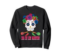 Truco floral de caramelo de hueso de azúcar de Halloween del Día de los Muertos Sudadera