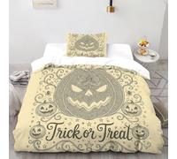 Truco Funda De Edrojoón 2 Piezas 3D Impresa Halloween Farm Plant con 1 Fundas De Almohada Single（135x200cm） Microfibra Ropa De Cama para Niñosy Hombres