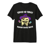 Truco o Trato Cepille Sus Dientes Divertido Halloween Dental Camiseta Premium
