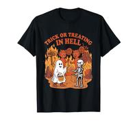 Truco o Trato en el Infierno Retro gráfico de Halloween Camiseta