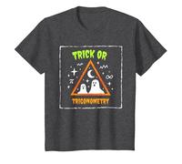 Truco o trigonometría para Profesores de matemáticas de Halloween Camiseta, Niños, Jaspeado Oscuro, 8 años
