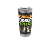 Trucos de boxeador obstinados I Amante de los perros I Boxer divertido Vaso térmico de acero inoxidable de doble pared