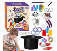 Trucos de Magia establecidos para niños con, Sombrero y Accesorios, Herramientas de Aprendizaje fáciles | Kit de ilusión interactiva, Accesorios de Mago completos, Divertido Regalo Educativo