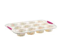 Trudeau Moldes para horno Confetti, de silicona anti-adherente. Tiene una estructura interna de acero para aportar estabilidad. Apto para lavar en lavavajillas. Molde de 12 Muffins - 25 x 36 cm