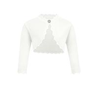 trudge Bolero de punto para niña, de manga larga, con un botón, para niños, para bodas y fiestas, edad 5-11 años, Blanco crema., 130