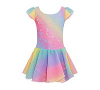 trudge niños Ropa de Ballet niñas Vestido de Ballet Leotardo de Ballet de Manga Corta Leotardo de Ballet Vestido de Danza Cuerpo de Baile de algodón con Falda de Gasa patrón tutú 8/160