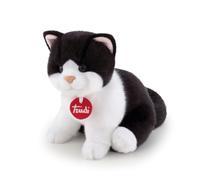 Trudi Gato Brad Blanco y Negro Peluche de Gato, cumpleaños, reproducción Realista. | 16x19x22cm Taglia S | Gatos de Peluche clásicos | Modelo 21040