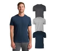 True Classic Camiseta de Manga Corta con Cuello Redondo para Hombre, Pack de 3 - Azul Marino, Carbón, Gris Jaspeado, XL
