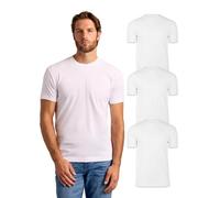 True Classic Camiseta de Manga Corta con Cuello Redondo para Hombre, Pack de 3 - Blanco, S