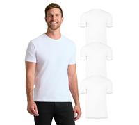 True Classic Camiseta de Manga Corta con Cuello Redondo para Hombre, Pack de 3 - Blanco, S