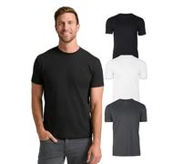 True Classic Camiseta de Manga Corta con Cuello Redondo para Hombre, Pack de 3 - Carbón, Blanco, Negro, XL