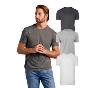 True Classic Camiseta de Manga Corta con Cuello Redondo para Hombre, Pack de 3 - Carbón, Gris Claro Jaspeado, Gris Jaspeado, S