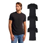 True Classic Camiseta de Manga Corta con Cuello Redondo para Hombre, Pack de 3 - Negro, S