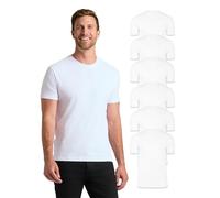 True Classic Camiseta de Manga Corta con Cuello Redondo para Hombre, Pack de 6 - Blanco, s