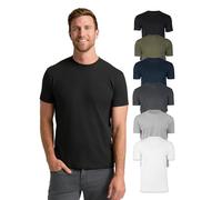 True Classic Camiseta de Manga Corta con Cuello Redondo para Hombre, Pack de 6 - Staple, S
