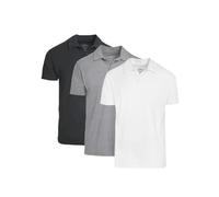 True Classic Polo Clásico de Manga Corta para Hombre, Pack de 3 - Carbón, Gris Jaspeado, Blanco, M