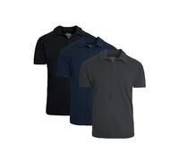 True Classic Polo Clásico de Manga Corta para Hombre, Pack de 3 - Negro, Azul Marino, Gris Carbón Jaspeado, S