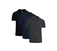 True Classic Polo Clásico de Manga Corta para Hombre, Pack de 3 - Negro, Azul Marino, Gris Carbón Jaspeado, M