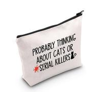 True Crime Addict Probably Thinking About Cats or Serial Killers - Bolsa de maquillaje con cremallera, Asesinos en serie de gatos Eu, Bolsa de cosméticos con impresión