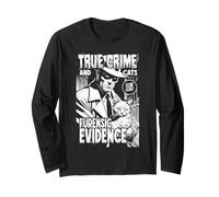 True Crime and Cats Furensic Evidence Funny Cat Lover Dueño Manga Larga
