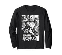 True Crime and Cats Purrfect Cómplice Funny Cat Lover Manga Larga