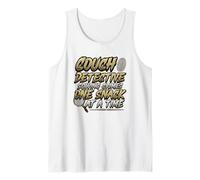True Crime Fan Couch Detective Case Resolviendo Camiseta sin Mangas