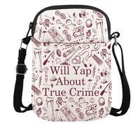True Crime Lover Gift Serial Killer Gift Will Yap About True Crime Crossbody Bag para fanáticos del programa criminal, True Crime Cr Eu, 5.91 Inches ×8.27 Inches