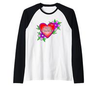 True Crime Lover x Flor Corazón Tradicional Tatuaje Flash Camiseta Manga Raglan